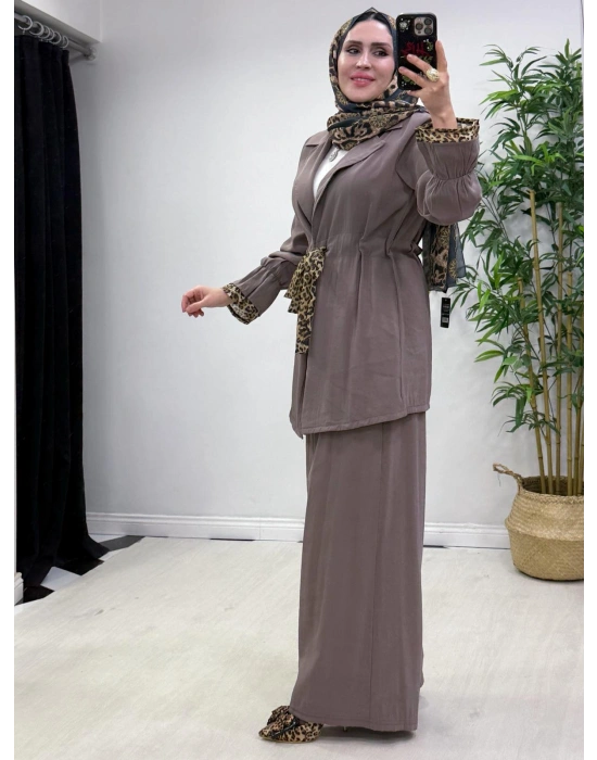 Leopar Detaylı Qupra Takım Vizon