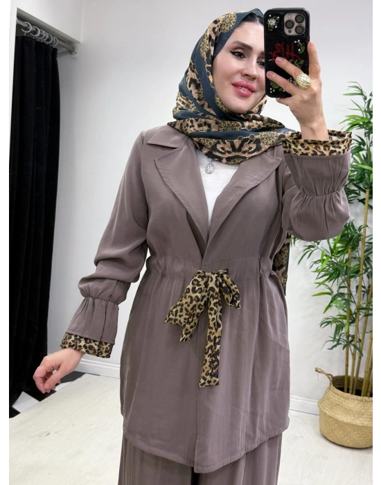 Leopar Detaylı Qupra Takım Vizon