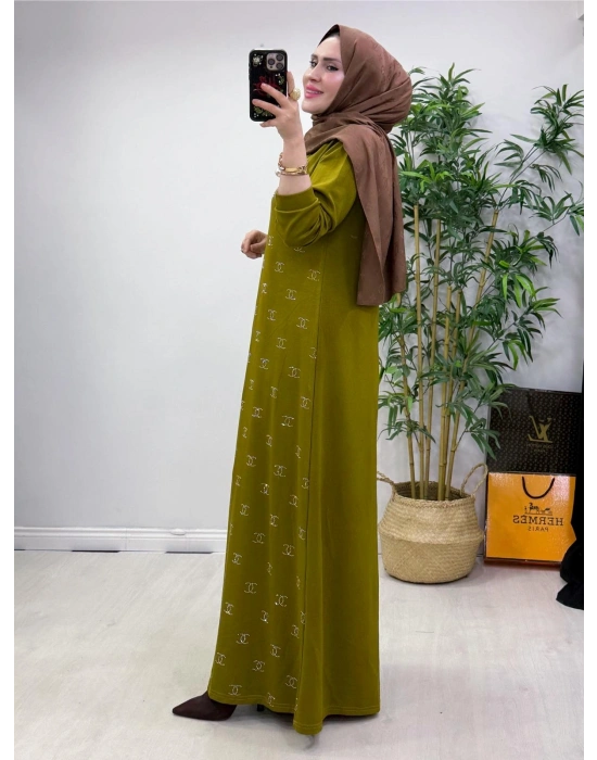 Yeni Sezon Chanel Elbise Yağ Yeşili