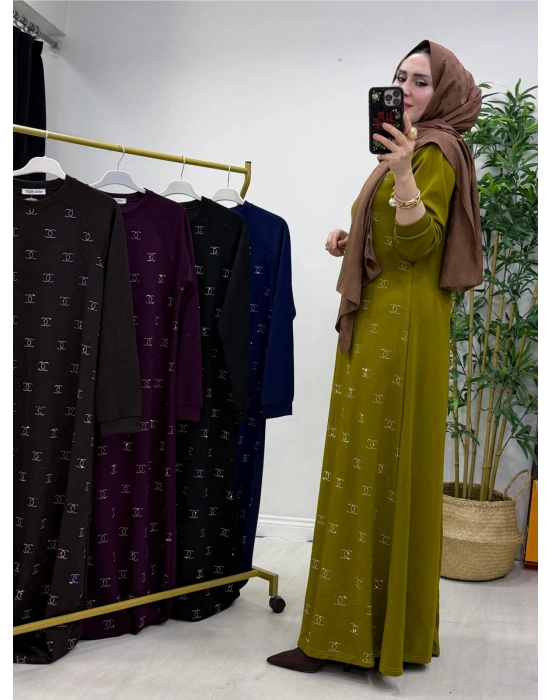 Yeni Sezon Chanel Elbise Yağ Yeşili