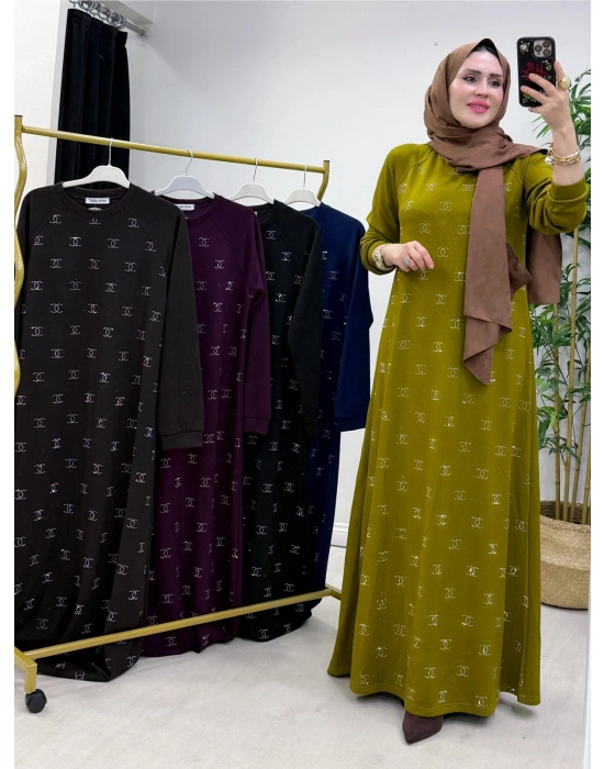 Yeni Sezon Chanel Elbise Yağ Yeşili