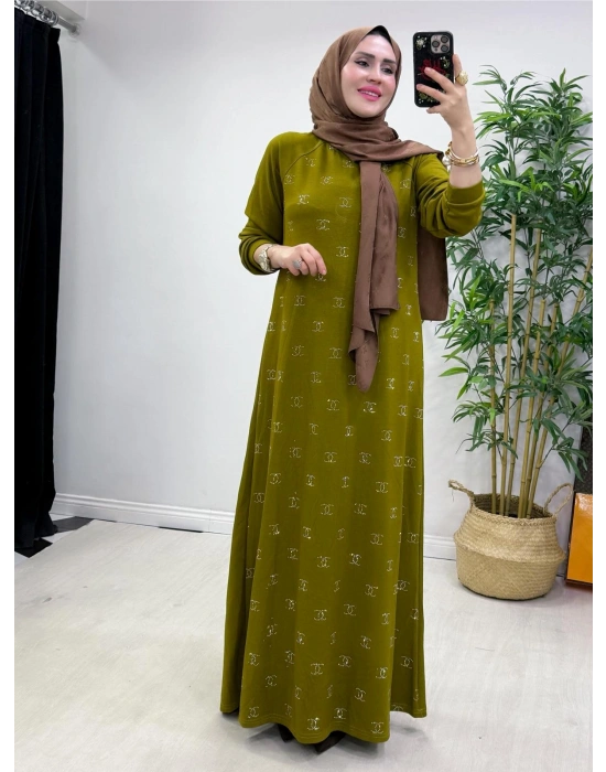 Yeni Sezon Chanel Elbise Yağ Yeşili