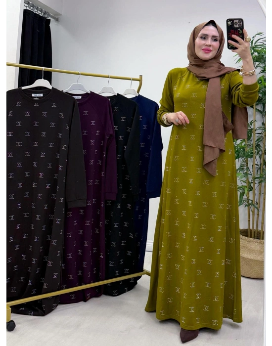 Yeni Sezon Chanel Elbise Yağ Yeşili