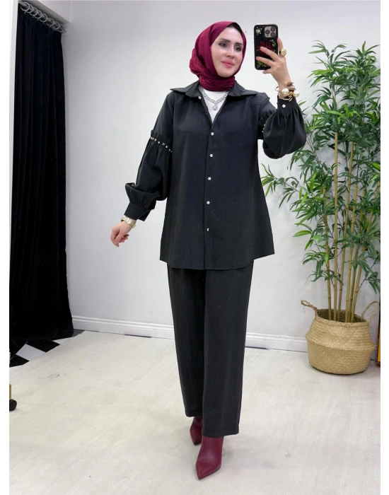 Kol Detaylı Modal Takım Füme