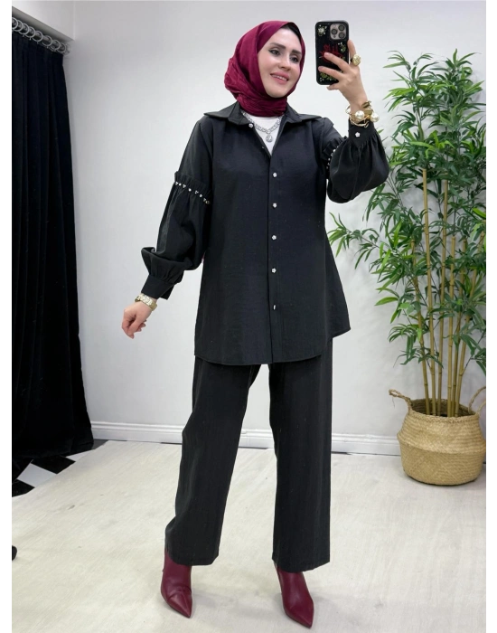 Kol Detaylı Modal Takım Füme