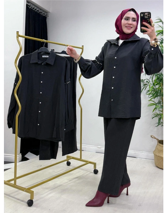 Kol Detaylı Modal Takım Füme