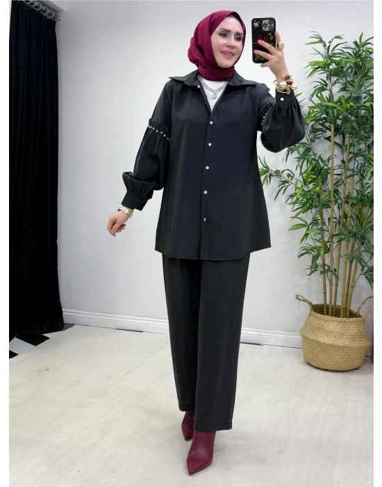 Kol Detaylı Modal Takım Füme