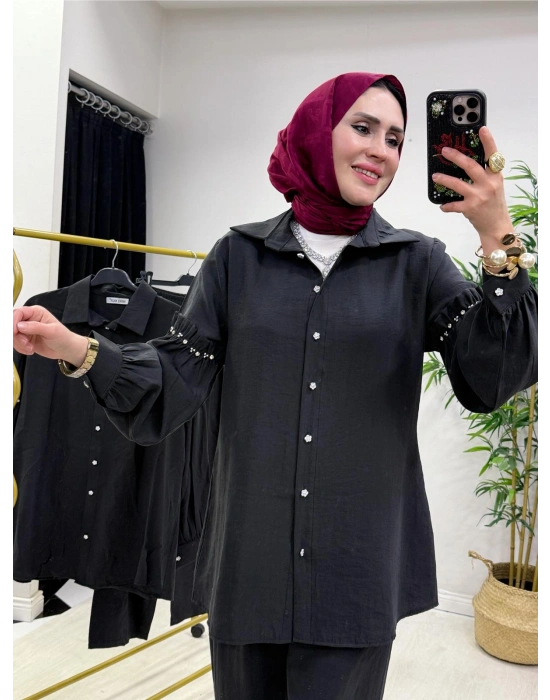 Kol Detaylı Modal Takım Füme