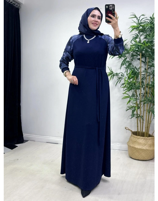 Batik Desenli Oysho Kumaş Elbise Lacivert