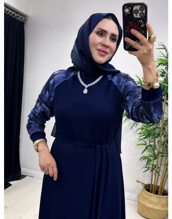 Batik Desenli Oysho Kumaş Elbise Lacivert