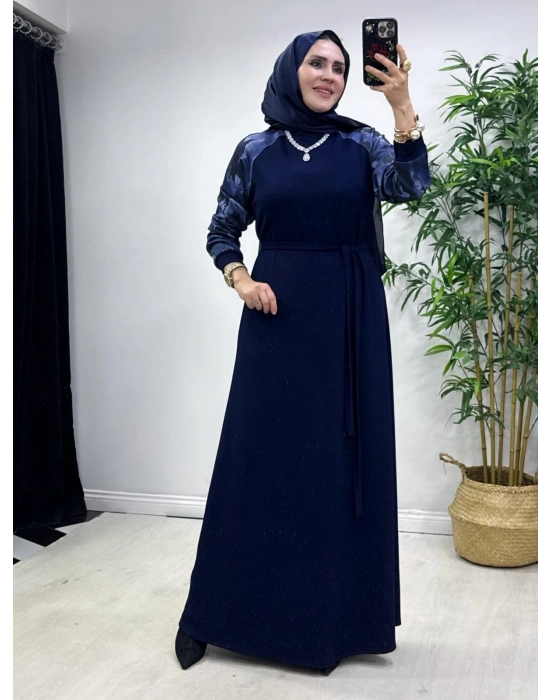 Batik Desenli Oysho Kumaş Elbise Lacivert