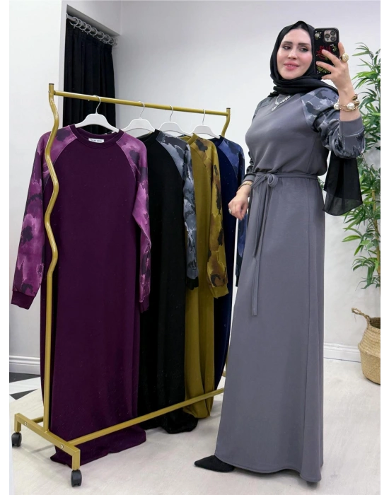 Batik Desenli Oysho Kumaş Elbise Gri