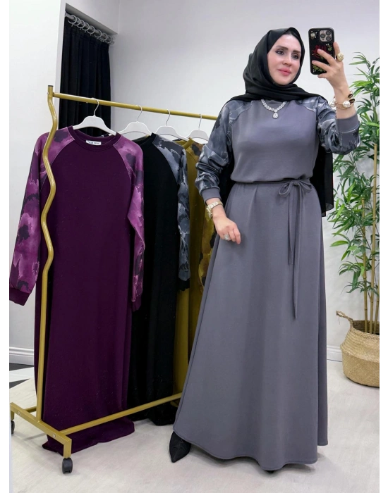 Batik Desenli Oysho Kumaş Elbise Gri