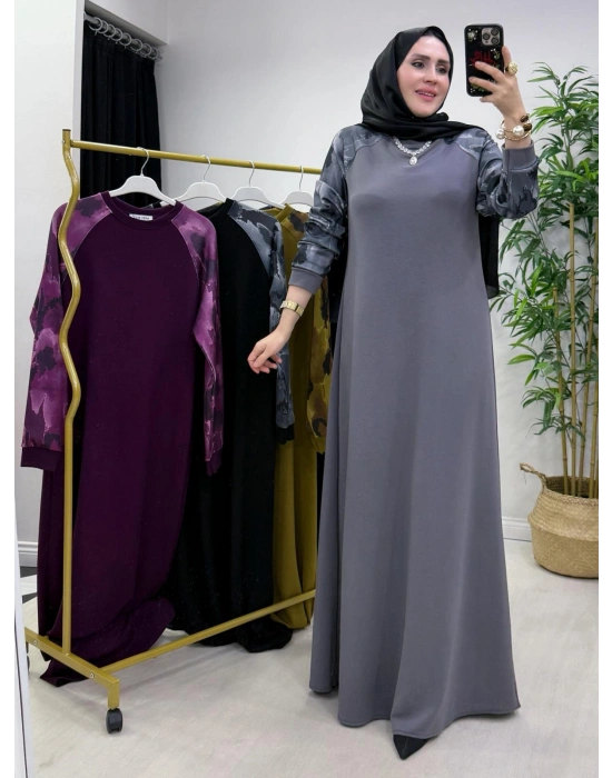 Batik Desenli Oysho Kumaş Elbise Gri