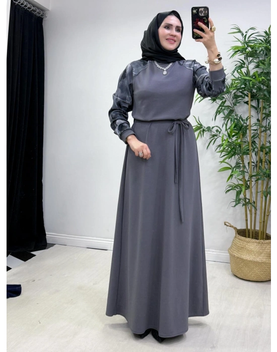 Batik Desenli Oysho Kumaş Elbise Gri