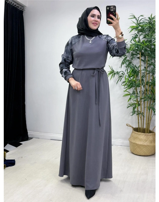 Batik Desenli Oysho Kumaş Elbise Gri