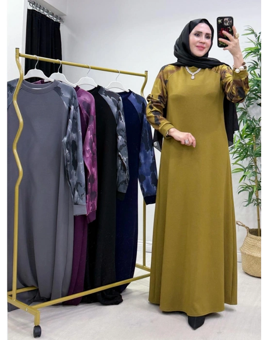 Batik Desenli Oysho Kumaş Elbise Yağ Yeşili