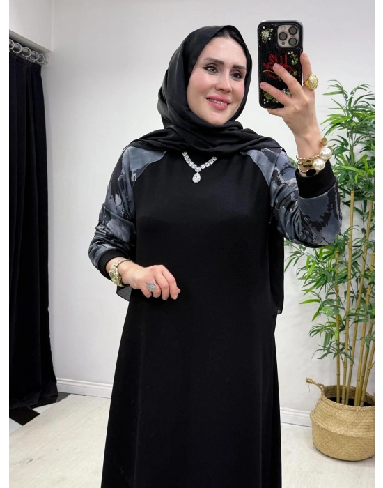 Batik Desenli Oysho Kumaş Elbise Siyah