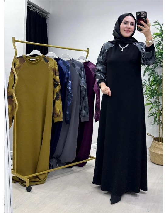 Batik Desenli Oysho Kumaş Elbise Siyah