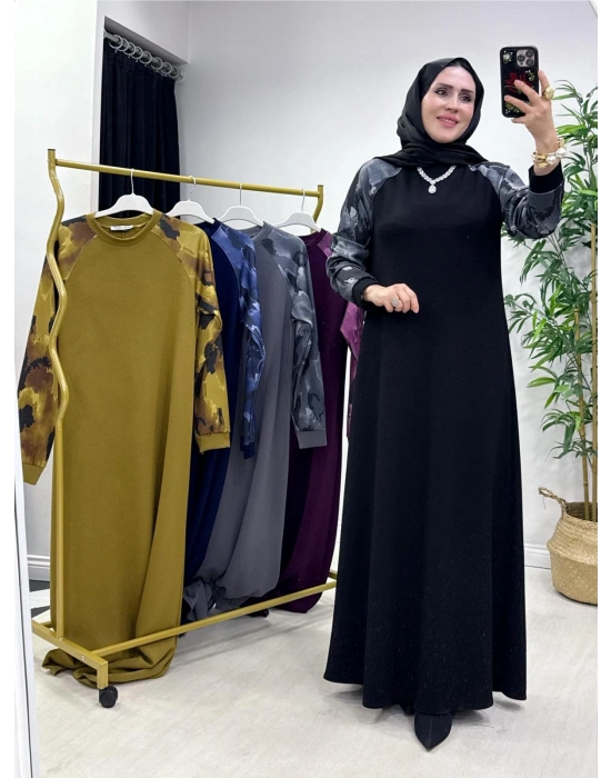 Batik Desenli Oysho Kumaş Elbise Siyah