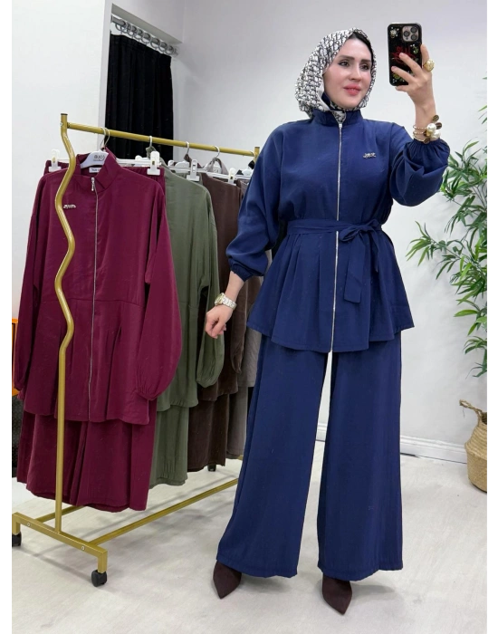 Kurdele Detaylı Modal Takım Lacivert