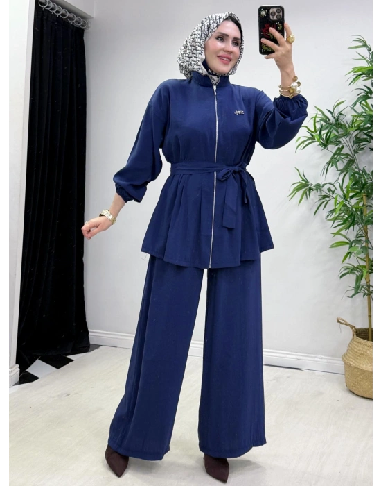 Kurdele Detaylı Modal Takım Lacivert