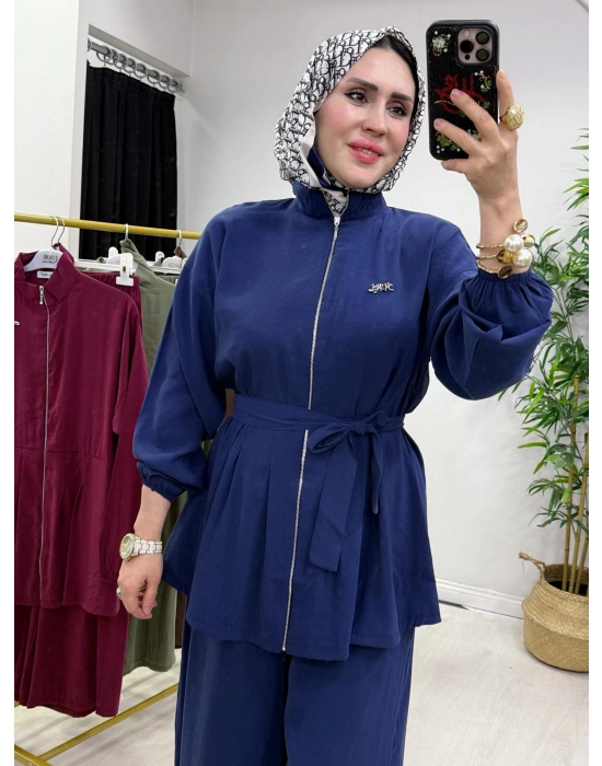 Kurdele Detaylı Modal Takım Lacivert
