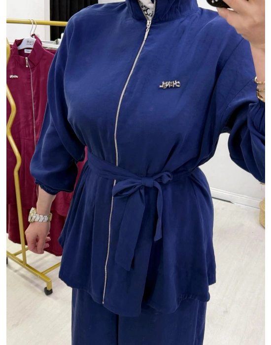 Kurdele Detaylı Modal Takım Lacivert