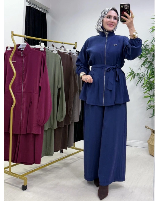 Kurdele Detaylı Modal Takım Lacivert