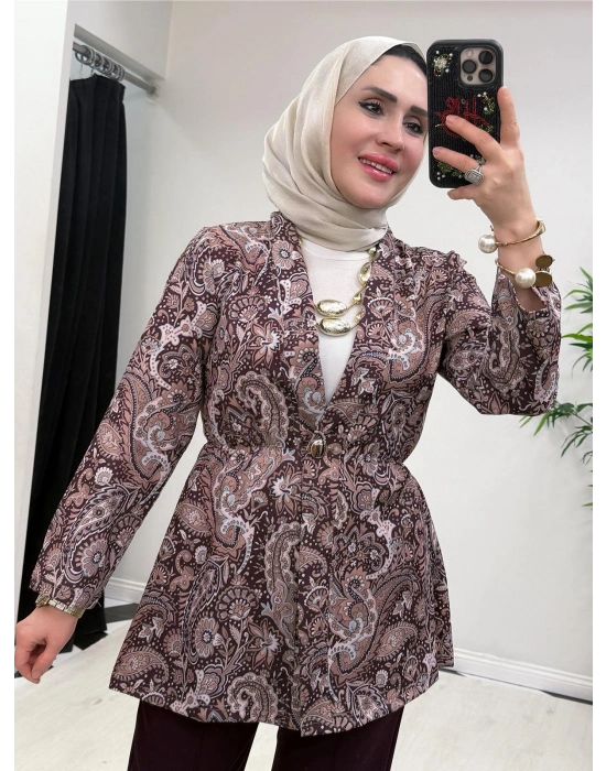 Etnik Desen Takım Mürdüm