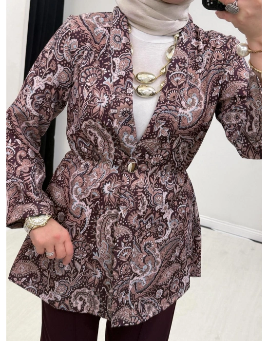 Etnik Desen Takım Mürdüm