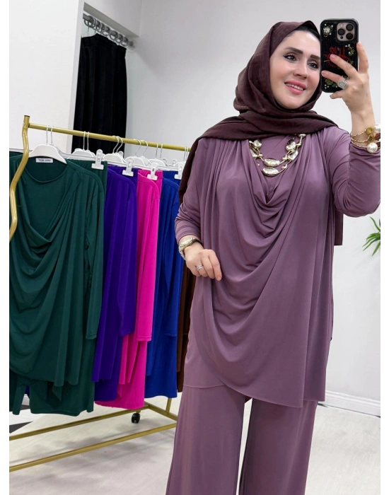 Yeni Sezon Giyçık Tasarım Candy Kumaş Takım Gül Tonu