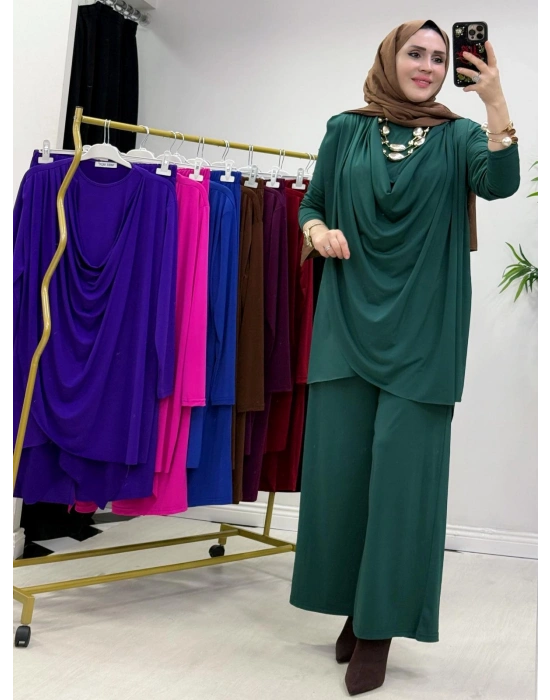 Yeni Sezon Giyçık Tasarım Candy Kumaş Takım Zümrüt Yeşil