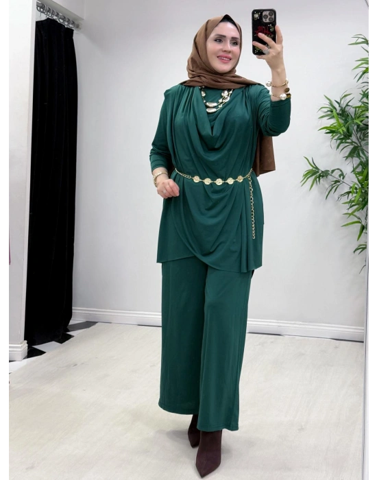 Yeni Sezon Giyçık Tasarım Candy Kumaş Takım Zümrüt Yeşil