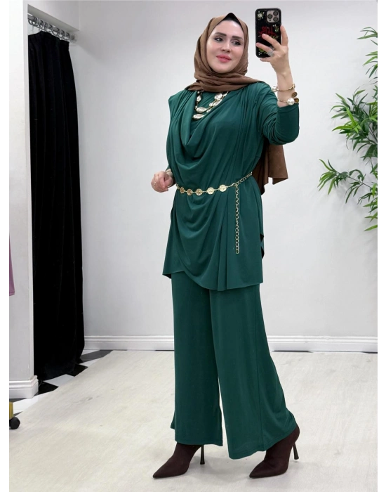 Yeni Sezon Giyçık Tasarım Candy Kumaş Takım Zümrüt Yeşil