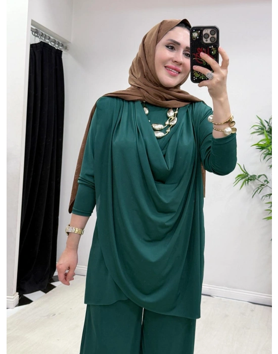 Yeni Sezon Giyçık Tasarım Candy Kumaş Takım Zümrüt Yeşil