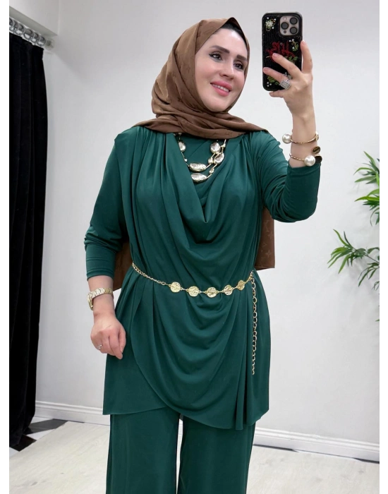 Yeni Sezon Giyçık Tasarım Candy Kumaş Takım Zümrüt Yeşil