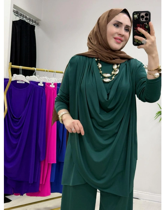 Yeni Sezon Giyçık Tasarım Candy Kumaş Takım Zümrüt Yeşil