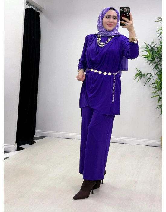 Yeni Sezon Giyçık Tasarım Candy Kumaş Takım Mor