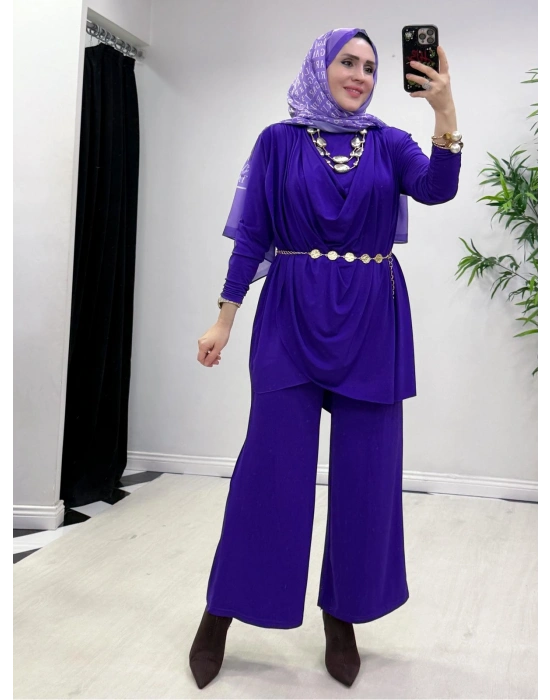 Yeni Sezon Giyçık Tasarım Candy Kumaş Takım Mor