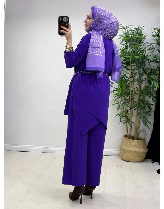 Yeni Sezon Giyçık Tasarım Candy Kumaş Takım Mor