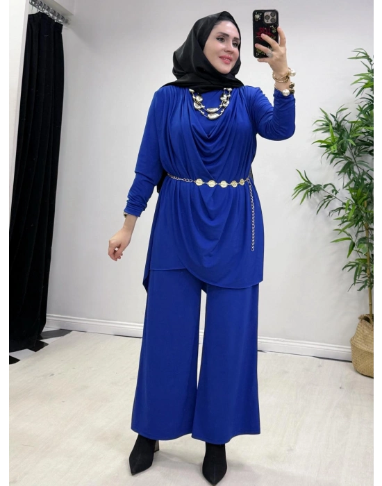 Yeni Sezon Giyçık Tasarım Candy Kumaş Takım Saks