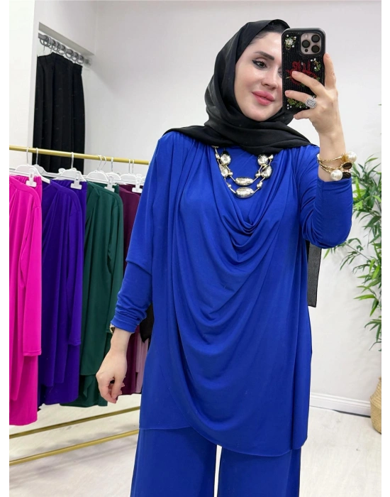 Yeni Sezon Giyçık Tasarım Candy Kumaş Takım Saks