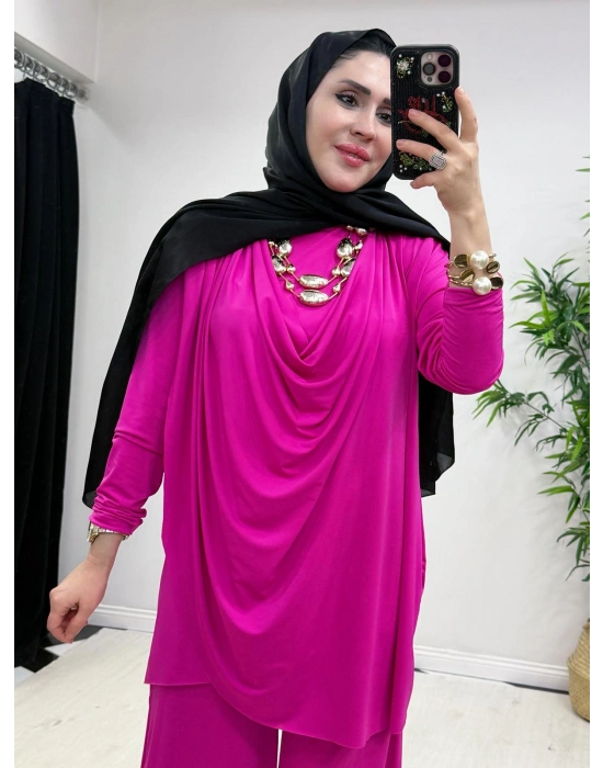 Yeni Sezon Giyçık Tasarım Candy Kumaş Takım Pembe