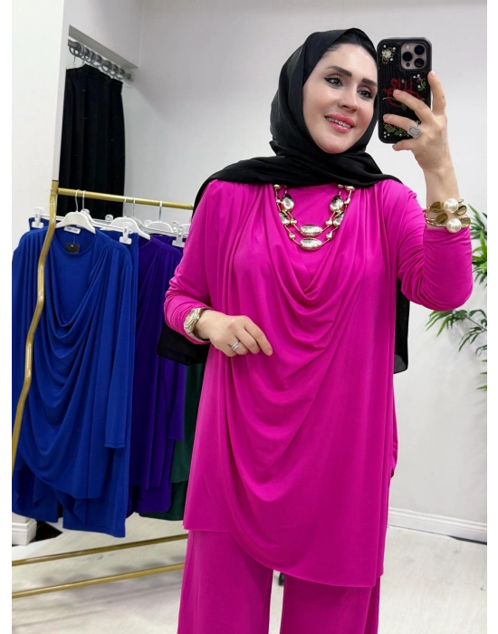 Yeni Sezon Giyçık Tasarım Candy Kumaş Takım Pembe