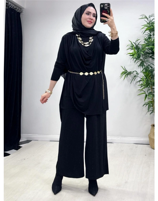 Yeni Sezon Giyçık Tasarım Candy Kumaş Takım Siyah