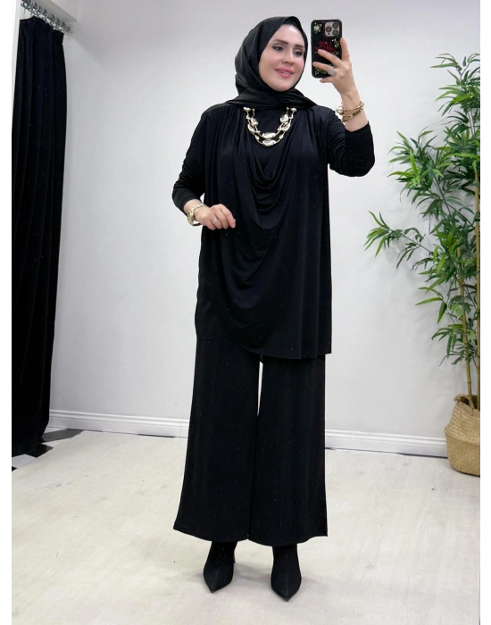 Yeni Sezon Giyçık Tasarım Candy Kumaş Takım Siyah