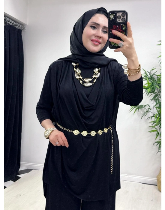 Yeni Sezon Giyçık Tasarım Candy Kumaş Takım Siyah