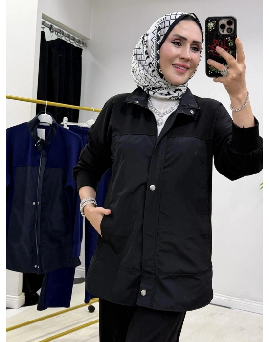 Paraşüt Detaylı Oysho Kumaş Spor Takım Siyah