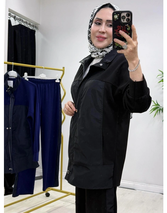 Paraşüt Detaylı Oysho Kumaş Spor Takım Siyah